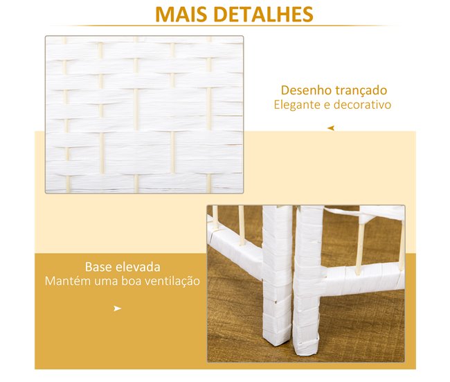 Biombo Papel, Bambú HOMCOM, hogar - decoración Blanco