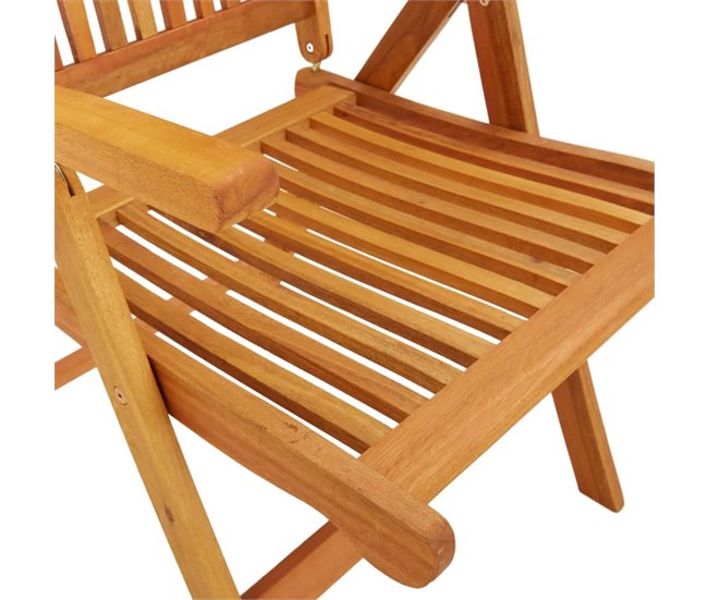2 Sillas de jardín plegables de madera maciza de eucalipto Marron