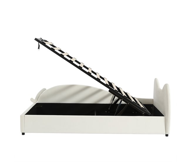 Cama con almacenaje de terciopelo Beige