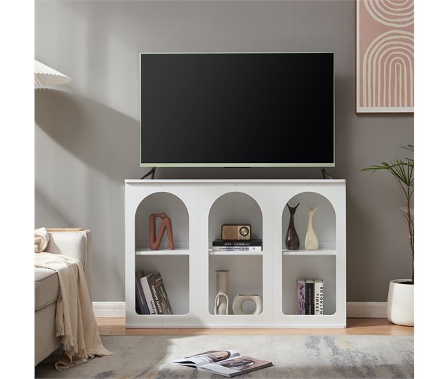 Aparador Trorhun diseño arqueado de 2 niveles [en.casa] 120 Blanco