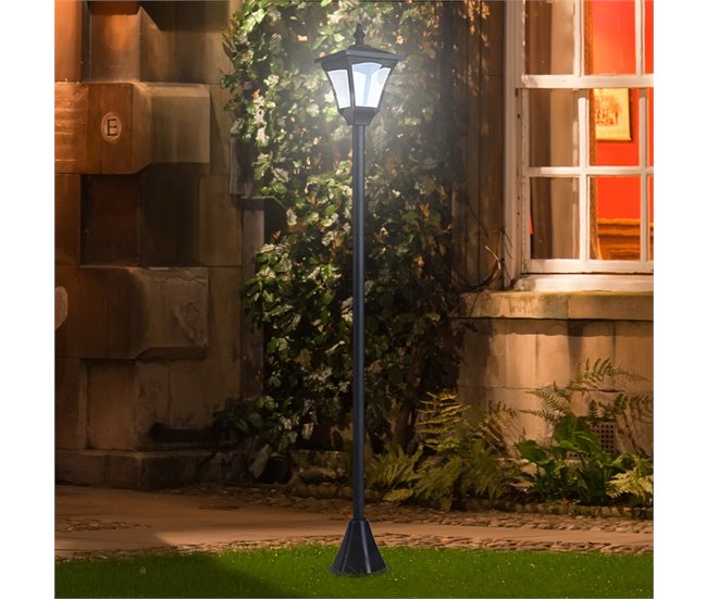 Farol Solar de Jardín Plásico Outsunny Negro