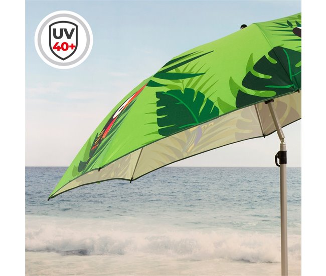 Aktive Sombrilla playa inclinable tropical UV40 c/funda Verde