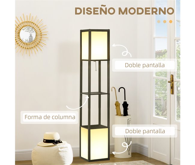 Lámpara de Pie HOMCOM B31-331V90BK Negro