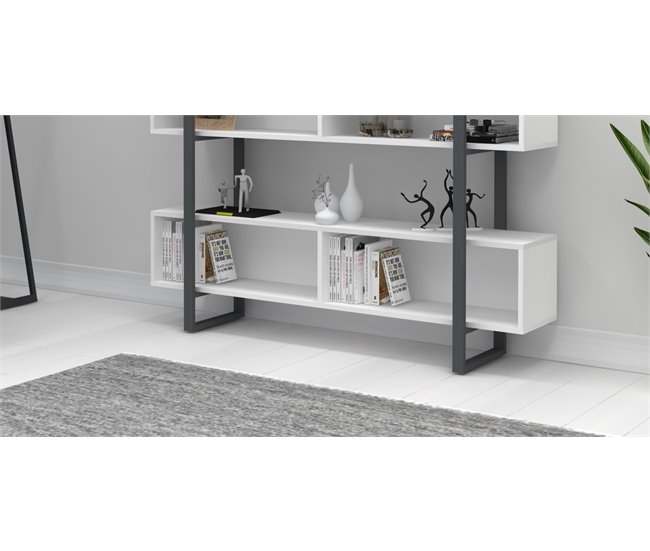 Estantería STAR color blanco con barras metálicas negras Blanco