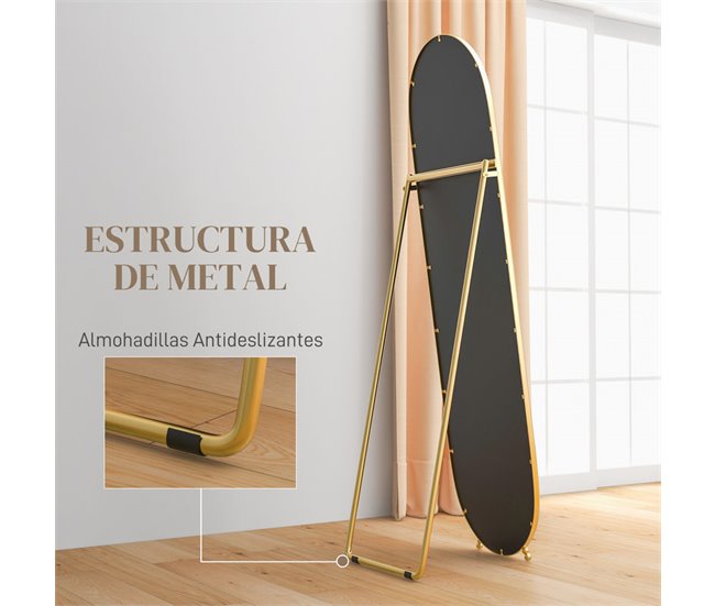 Espejo de Pie Metal, Vidrio HOMCOM, hogar - decoración Dorado