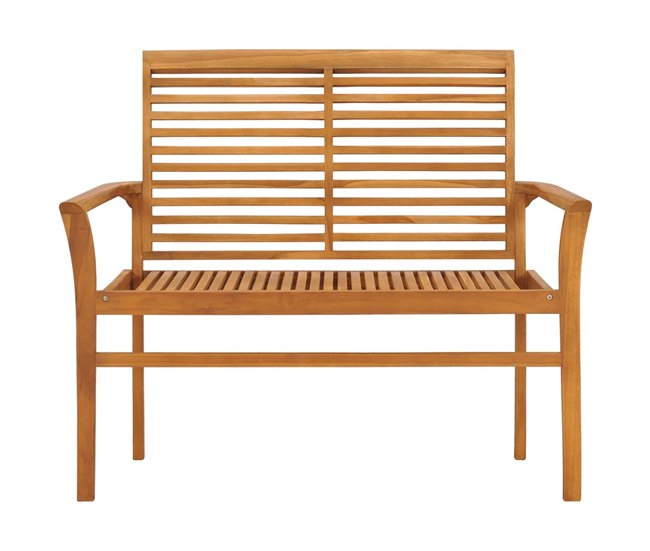 Banco de jardín madera maciza de teca y cojín 112x55 Azul Claro