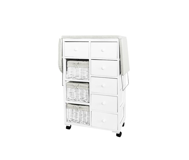 Acomoda Textil– Mueble de Planchar de Madera con 9 Compartimentos Blanco