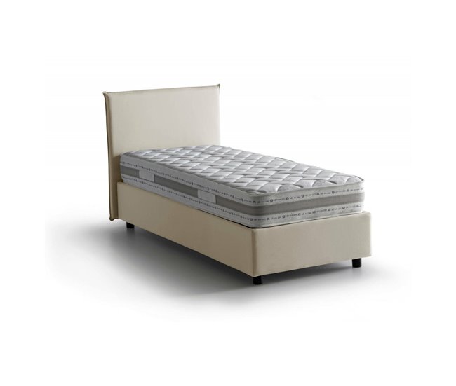 Cama individual en tela Beige