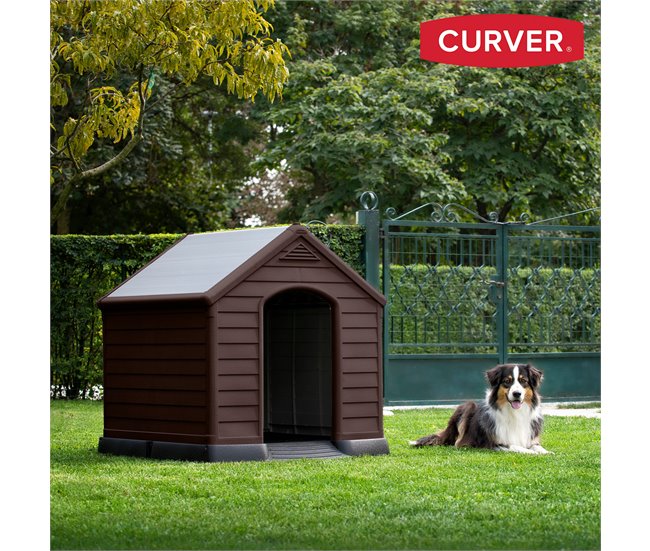 Curver Caseta perro de resina c/suelo elevado y sistema de ventilació Marron