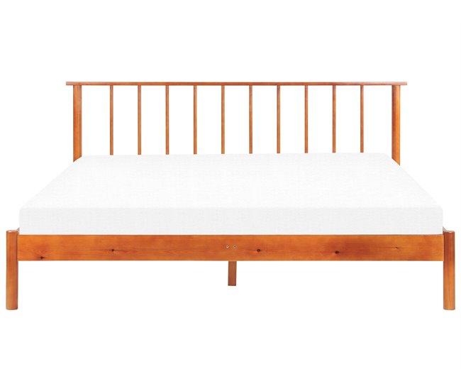 Beliani Cama con somier Madera de pino BARRET 196x209 Marron