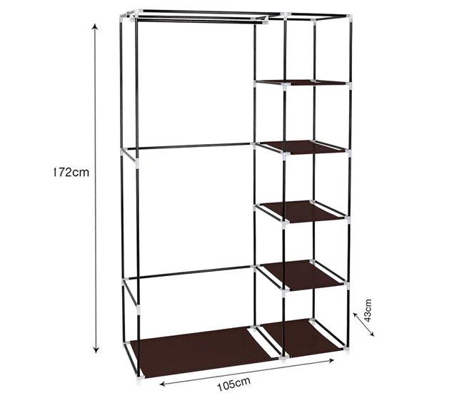 Armario Vestidor de Tela Con Puertas de Cremallera Nyana Home Marron
