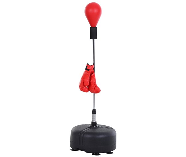 Saco de Boxeo de Pie Acero, PU, PE HOMCOM Rojo