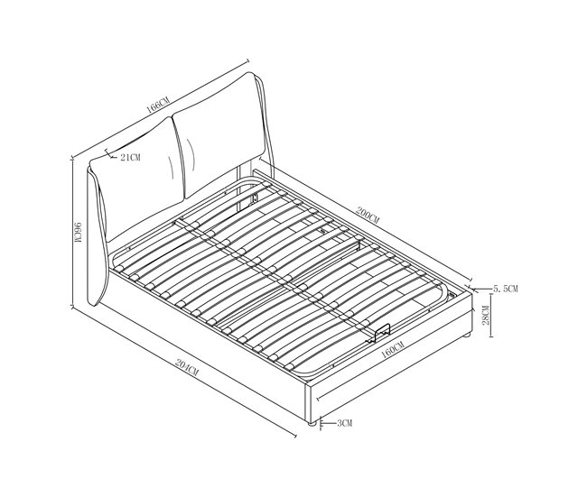 Cama matrimonio Lunner somier abatible 204x166 Beige