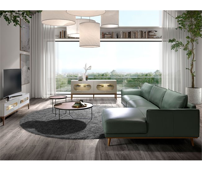 ANGEL CERDÁ Sofá chaise longue derecha piel Verde