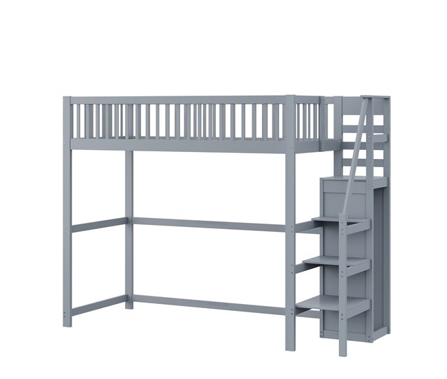 Cama alta para niños 245x95 Gris