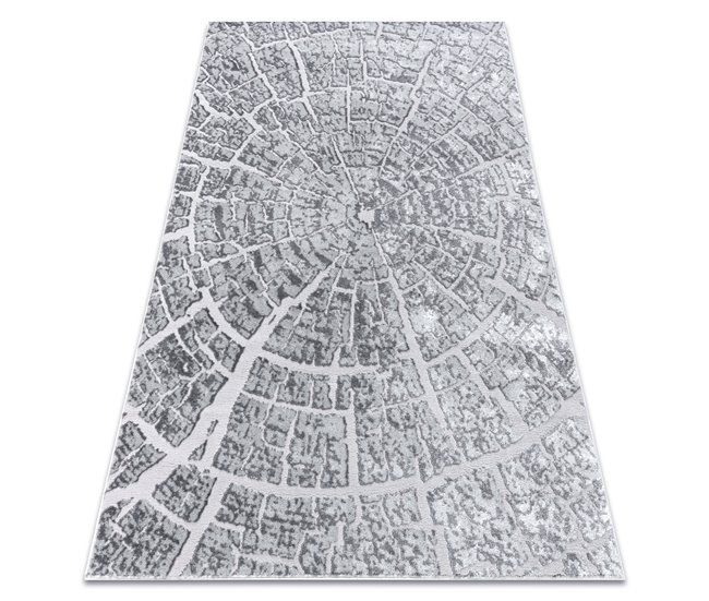 Alfombra MEFE moderna 6185 Árbol Madera Structural dos niveles 80x150 Gris