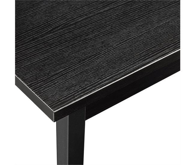 Mesa de comedor con 6 sillas Bjerkvik MDF hierro polipiel 140x60 Negro/ Gris
