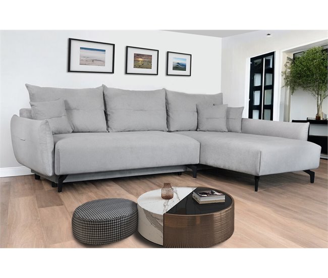 Chaise longue con cama y arcón STOCKHOLM Gris