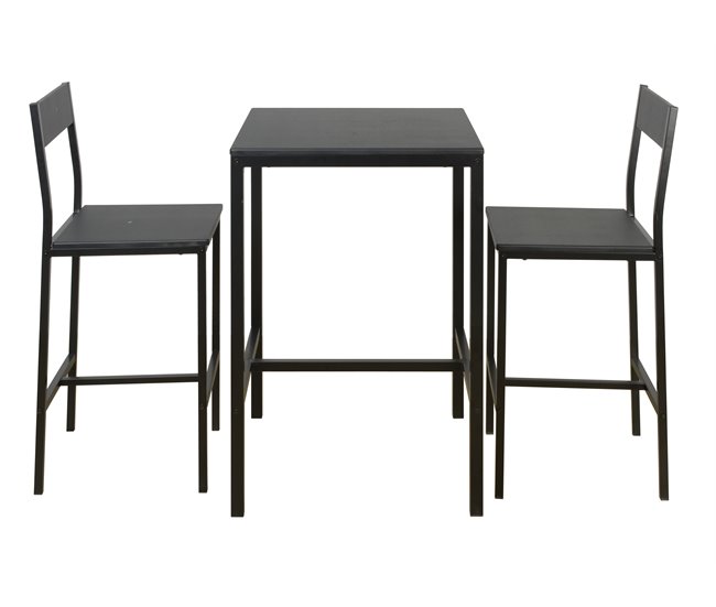 Conjunto de mesa alta con 2 taburetes JAMIE Negro