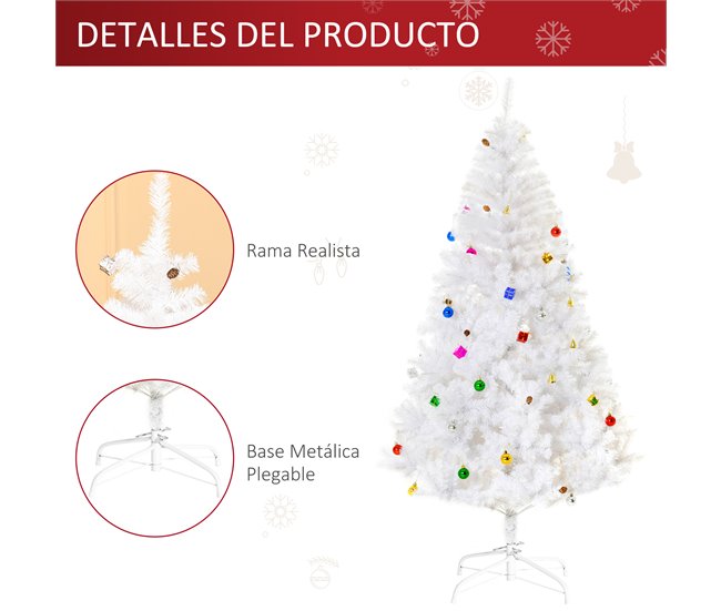 Árbol de Navidad Plástico y Metal HOMCOM Blanco