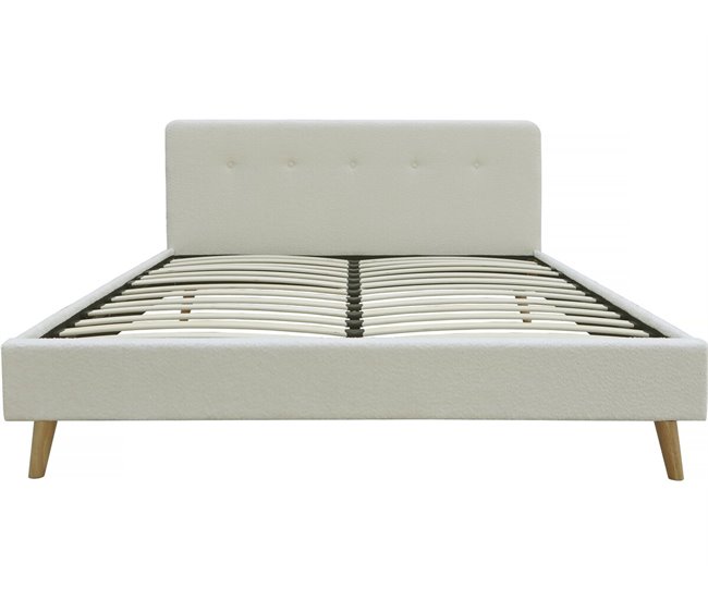Cama de lana rizada para 2 personas Némo 167x215 Crema