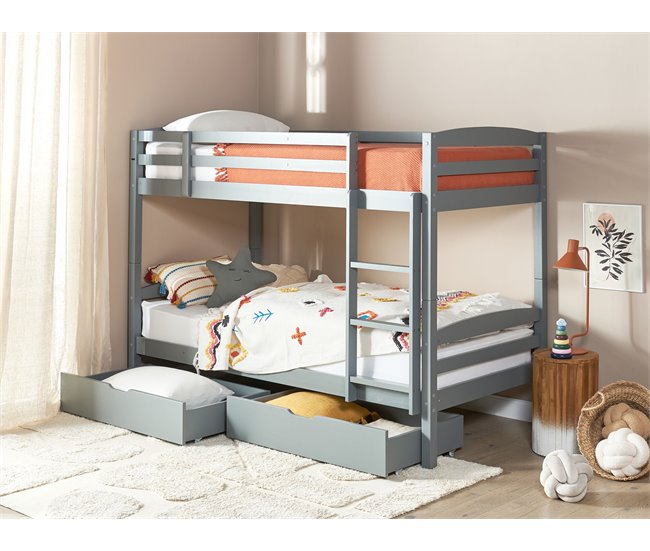 Beliani Conjunto de 2 cajones de cama Madera de pino RUMILLY Gris