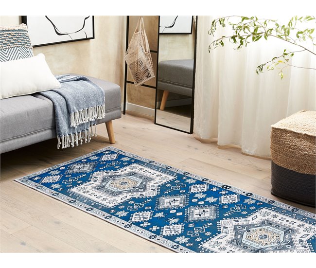 Beliani Alfombra de pelo corto PARVAKADLI 70x200 Azul