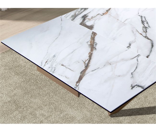 ANGEL CERDA Mesa comedor extensible 240x100 Blanco/ Madera