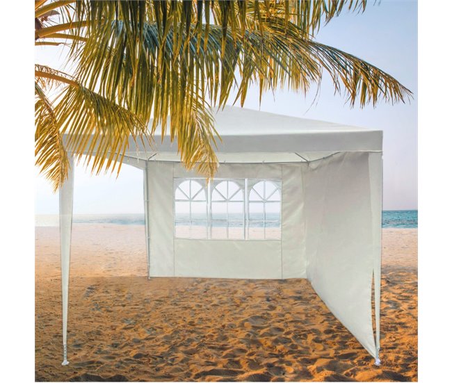 Cenador jardín c/ventana y 2 paredes 270x270 cm beige Aktive Beige