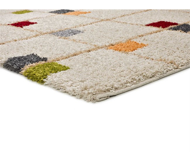 Alfombra shaggy geométrica BREMEN - ATTICGO 133x190 Blanco