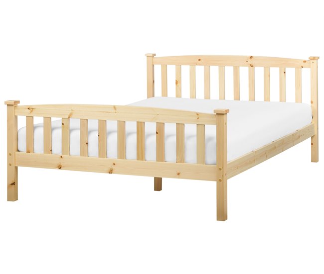 Conforama Cama con somier de madera clara 140 x 200 cm GIVERNY