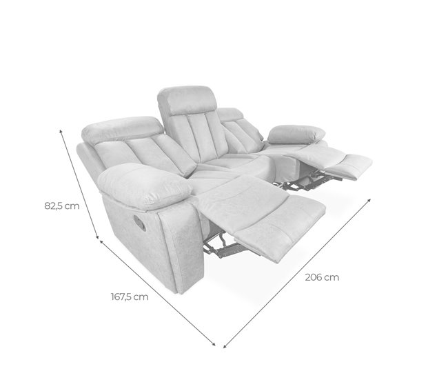 Sofá de 3 Plazas con Función Relax modelo Dublin Beige
