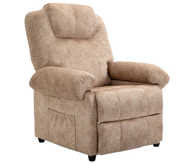 Sillón Relax Reclinable Poliéster, Espuma, Metal HOMCOM Crudo