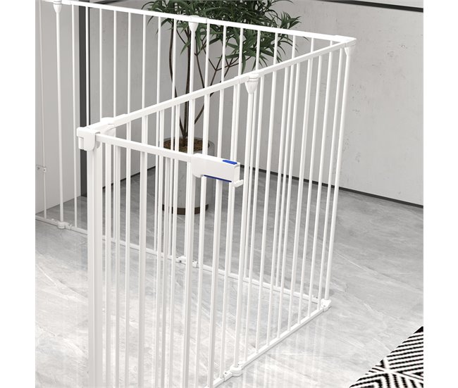 Parque para Perros Acero, Plástico PawHut Blanco