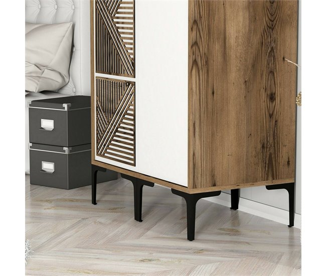 Armario 2 puertas efecto madera 80 Blanco/ Madera