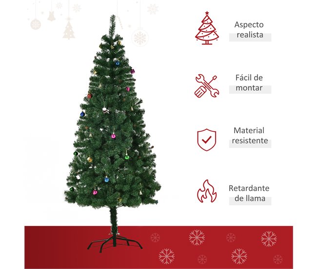 Árbol de Navidad PVC, Metal HOMCOM, hogar - decoración hogareña Verde