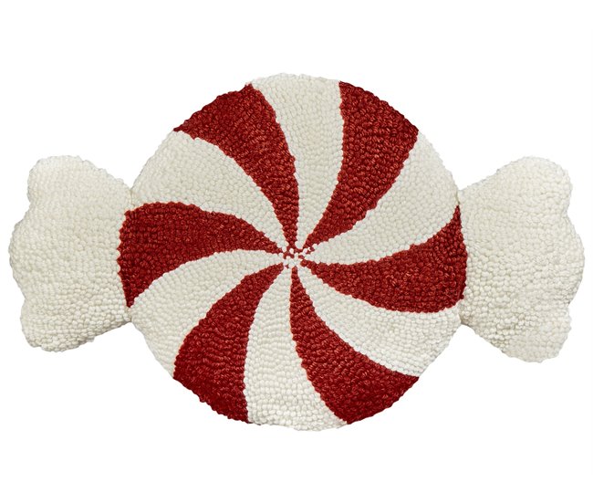 Beliani Cojín decorativo SPIRAL CANDY Blanco/ Rojo