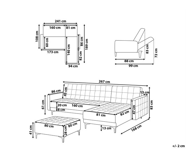 Beliani Sofá modular Poliéster ABERDEEN Gris Oscuro