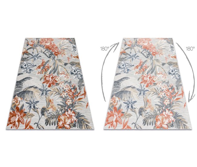 Alfombra Estructural BOTANIC 65262 flores 117x170 Gris