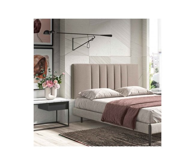 Cabecero de Tela y Patas de Madera Luna 160 Beige