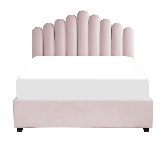 Beliani Cama con almacenaje Terciopelo VINCENNES 147x214 Blanco/ Beige