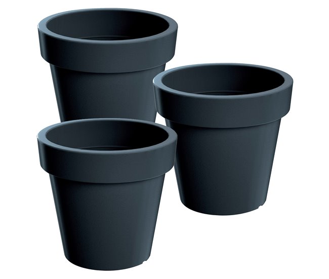 3x Maceta de plastico Lofly Antracita