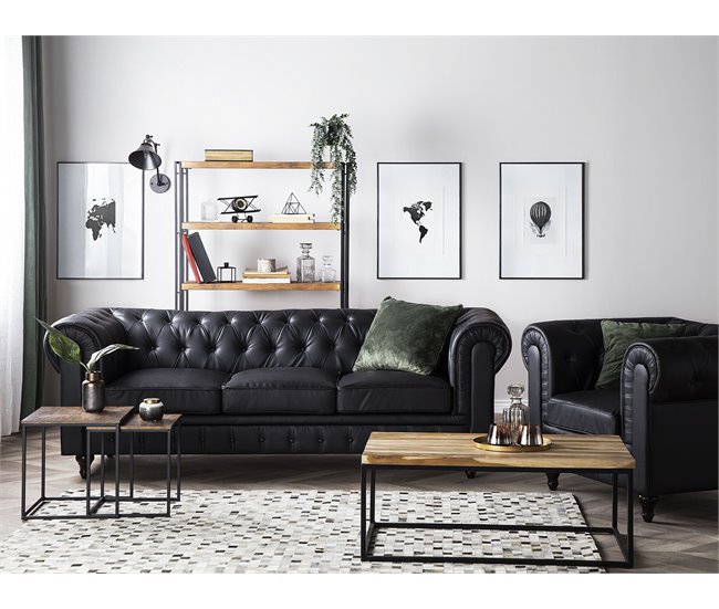 Beliani Sillón CHESTERFIELD Negro