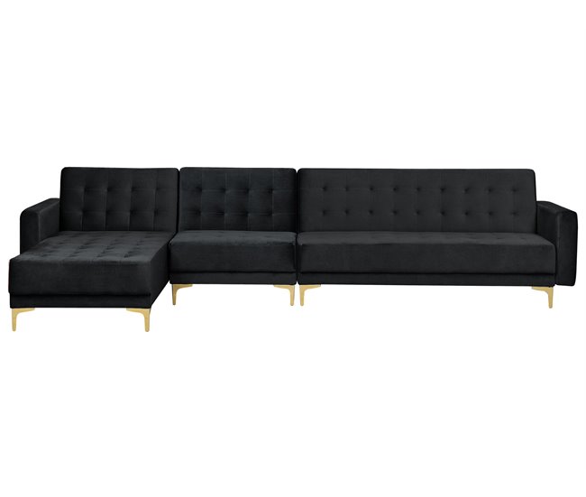 Beliani Sofá cama Terciopelo ABERDEEN Negro