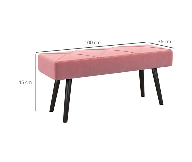 Banco de Cama Poliéster, Espuma HOMCOM Rosa