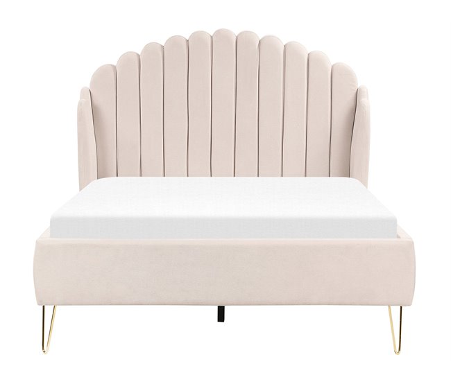 Beliani Cama con somier Poliéster AMBILLOU 157x214 Beige
