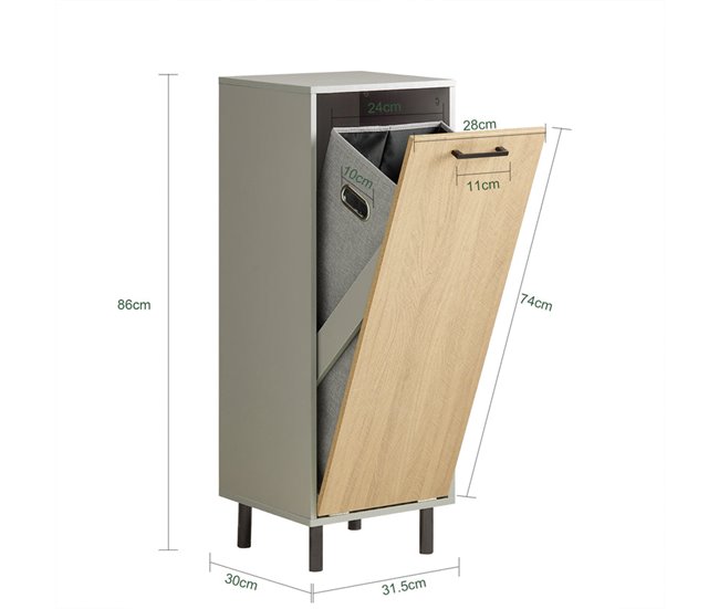 Cesto para Ropa Sucia con 1 Cesta BZR132-NG SoBuy Gris
