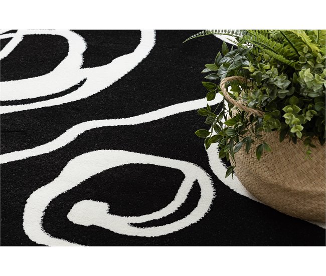 Alfombra HAMPTON rosa flores 120x170 Negro