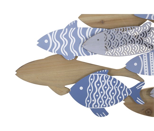 Decoración de Metal y Madera Pez 10 Multicolor
