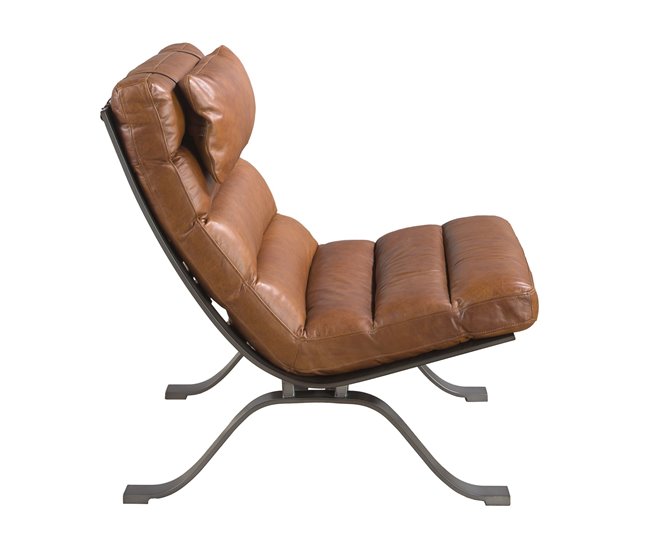 ANGEL CERDA Sillón piel marrón oscuro Aluminio